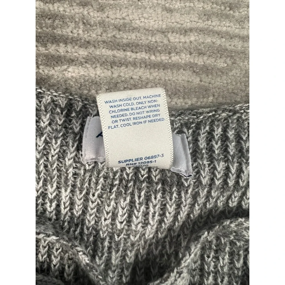 Arizona Jean Co Sweater Women Medium Grey V-Neck Lattice Strappy Chunky Knit Top
